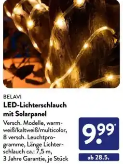 Aldi Süd BELAVI LED-Lichterschlauch mit Solarpanel Angebot