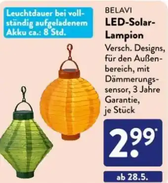 Aldi Süd BELAVI LED-Solar Lampion Angebot