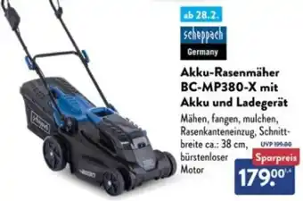 Aldi Süd Scheppach Akku-Rasenmäher BC-MP380-X mit Akku und Ladegerät Angebot