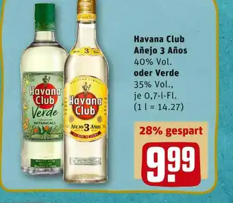 REWE Havana club añejo 3 años oder verde Angebot