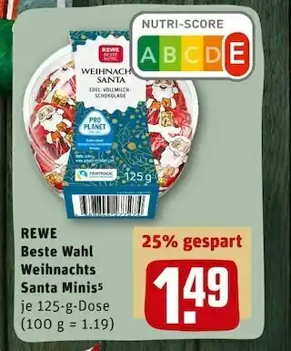 REWE Rewe beste wahl weihnachts santa minis Angebot