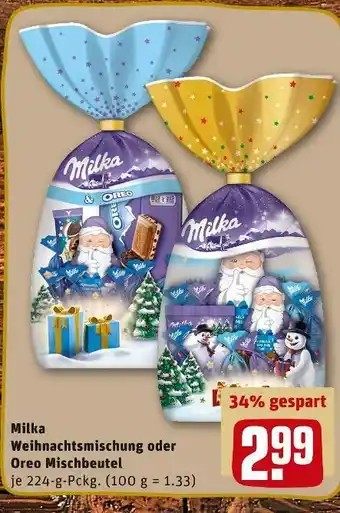 REWE Milka weihnachtsmischung oder oreo mischbeutel Angebot