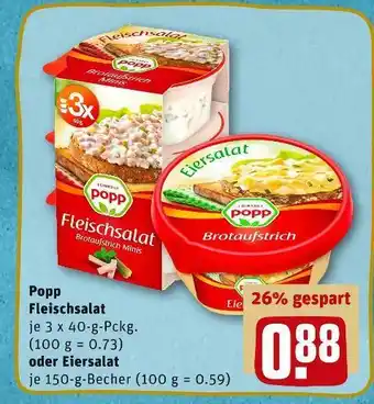 REWE Popp fleischsalat oder eiersalat Angebot