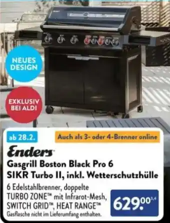 Aldi Süd Enders Gasgrill Boston Black Pro 6 SIKR Turbo II, inkl. Wetterschutzhülle Angebot