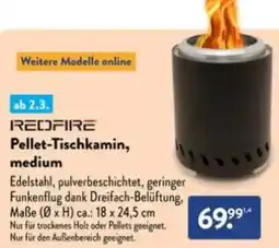 Aldi Süd REDFIRE Pellet-Tischkamin, medium Angebot