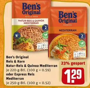 REWE Ben’s original reis & korn natur-reis & quinoa mediterran oder express reis mediterran Angebot