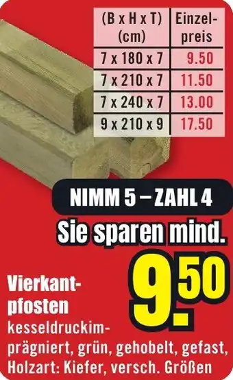 B1 Discount Baumarkt Vierkantpfosten Angebot