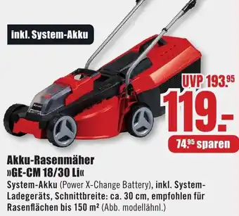 B1 Discount Baumarkt Einhell Akku-Rasenmäher GE-CM 18/30 Li Angebot