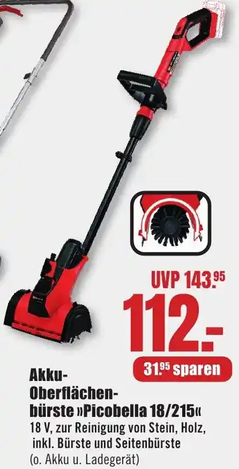 B1 Discount Baumarkt Einhell Akku Oberflächenbürste Picobella 18/215 Angebot