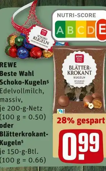 REWE Rewe beste wahl schoko-kugeln oder blätterkrokant-kugeln Angebot