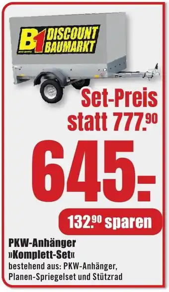 B1 Discount Baumarkt PKW-Anhänger Komplett-Set Angebot