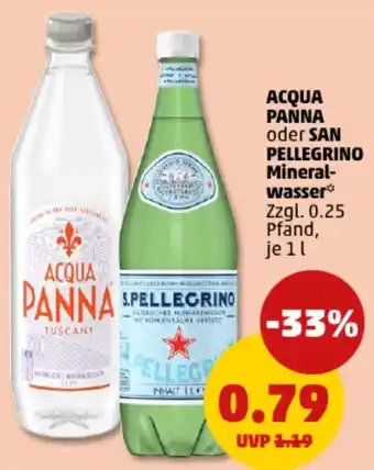 PENNY ACQUA PANNA oder SAN PELLEGRINO Mineralwasser Angebot