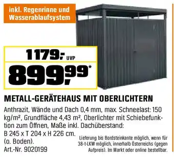 OBI Metall-gerätehaus mit oberlichtern Angebot