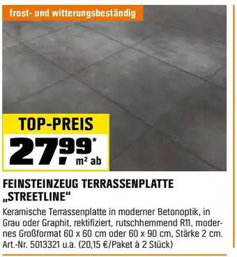 OBI Feinsteinzeug terrassenplatte ,,streetline" Angebot