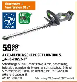 OBI Akku-heckenschere set lux-tools ,,A-HS-20/52-2" Angebot