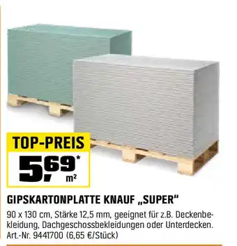 OBI Gipskartonplatte knauf „super" Angebot