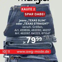 AWG Mode Wrangler Herren Jeans Texas Slim Angebot