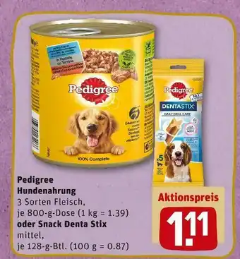 REWE Pedigree hundenahrung oder snack denta stix Angebot