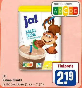 REWE Ja! kakao drink Angebot