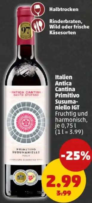 PENNY Italien Antica Cantina Primitivo Susumaniello IGT Angebot