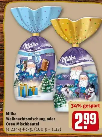 REWE Milka weihnachtsmischung oder oreo mischbeutel Angebot