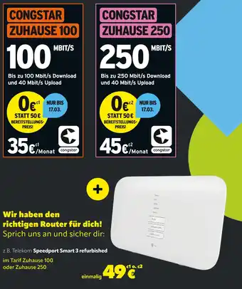 cosmophone Congstar zuhause 100 oder zuhause 250 Angebot