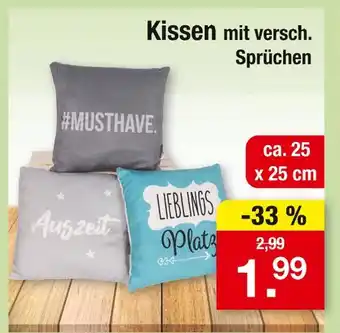 Zimmermann Kissen mit versch. sprüchen Angebot