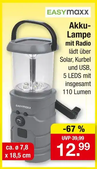 Zimmermann Easymaxx akku-lampe mit radio Angebot