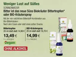 Vitalia Sonnenmoor bitter ist das neue süss biokräuter bittertropfen oder bio-kräuterspray Angebot