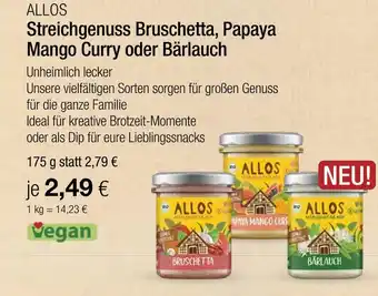 Vitalia Allos streichgenuss bruschetta oder papaya mango curry oder bärlauch Angebot