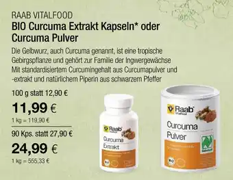 Vitalia Raab vitalfood bio curcuma extrakt kapseln oder curcuma pulver Angebot