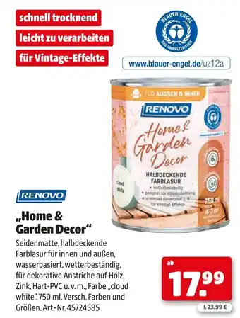 Hagebau Renovo „home & garden decor“ Angebot