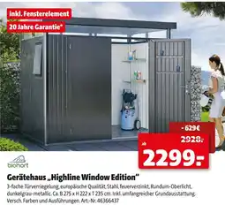 Hagebau Biohort gerätehaus highline window edition Angebot