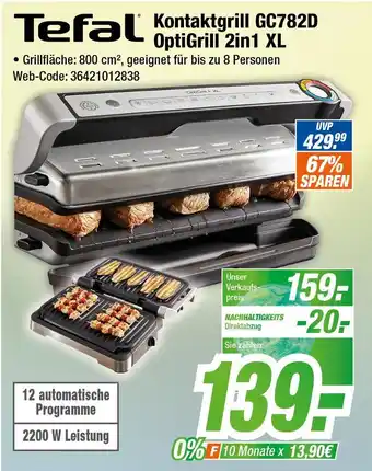 Expert Tefal kontaktgrill gc782d optigrill 2in1 xl Angebot