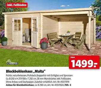 Hagebau Mr. gardener blockbohlenhaus „malta“ Angebot