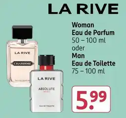 Rossmann La rive woman eau de parfum oder man eau de toilette Angebot