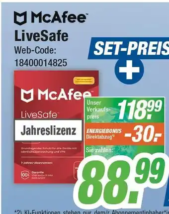 Expert Mcafee livesafe jahreslizenz Angebot