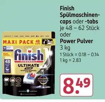 Rossmann Finish spülmaschinen-caps oder -tabs oder power pulver Angebot