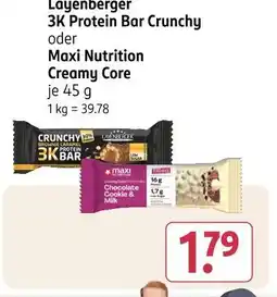 Rossmann Layenberger 3k protein bar crunchy oder maxi nutrition creamy core Angebot