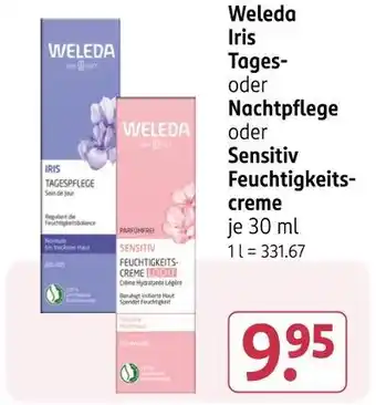 Rossmann Weleda iris tages- oder nachtpflege oder sensitiv feuchtigkeitscreme Angebot