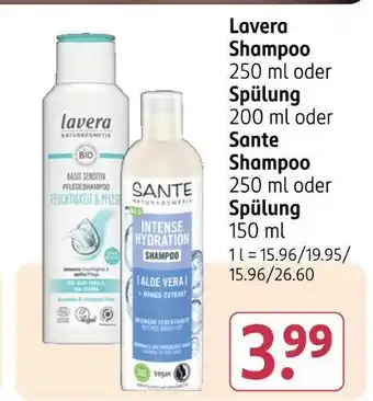 Rossmann Lavera oder sante shampoo oder spülung Angebot