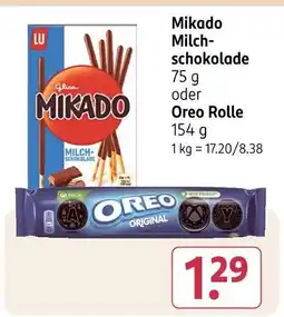 Rossmann Mikado milch schokolade oder oreo rolle Angebot