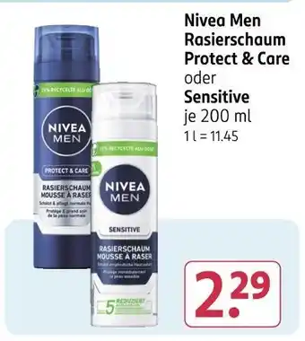 Rossmann Nivea men rasierschaum protect & care oder sensitive Angebot