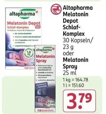 Rossmann Altapharma melatonin depot schlaf-komplex oder melatonin spray Angebot