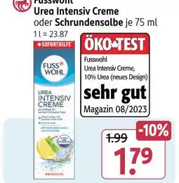 Rossmann Fusswohl urea intensiv creme oder schrundensalbe Angebot