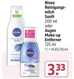 Rossmann Nivea reinigungsmilch sanft oder augen make-up entferner Angebot