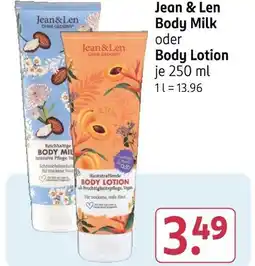 Rossmann Jean & len body milk oder body lotion Angebot