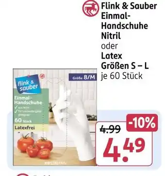 Rossmann Flink & sauber einmal-handschuhe nitril oder latex Angebot