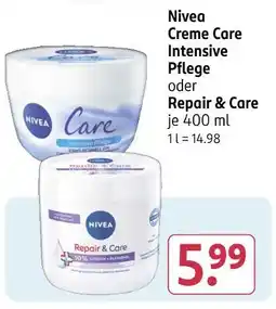 Rossmann Nivea creme care intensive pflege oder repair & care Angebot