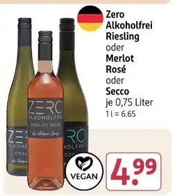 Rossmann Zero alkoholfrei riesling oder merlot rosé oder secco Angebot